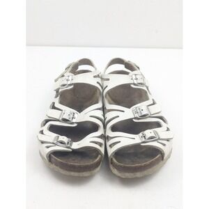 Birkenstock‎ White Leather Slingback Strappy Buckle Sandals Size 37